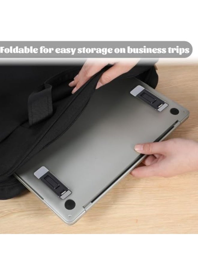 2 Pcs Portable Keyboard Riser, Three Tilt Angle Adjustable Foldable Invisible Laptop Riser, Zinc Alloy Mini Laptop Stand, Self-Adhesive Keyboard Riser Feet for Most Keyboards (Black) - Image 5