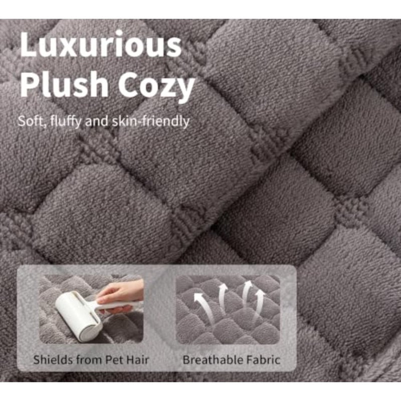 Velvet Couch Cover, Washable Sectional Sofa Cover, Anti Slip Sofa Slipcover for 3 Cushion Couch Sofa L Shaped Armrest Backrest, Furniture Protector Covers for Pets Dark Grey, Only 1 PCS - Image 3