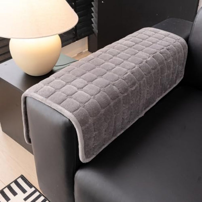 Velvet Couch Cover, Washable Sectional Sofa Cover, Anti Slip Sofa Slipcover for 3 Cushion Couch Sofa L Shaped Armrest Backrest, Furniture Protector Covers for Pets Dark Grey, Only 1 PCS - Image 2