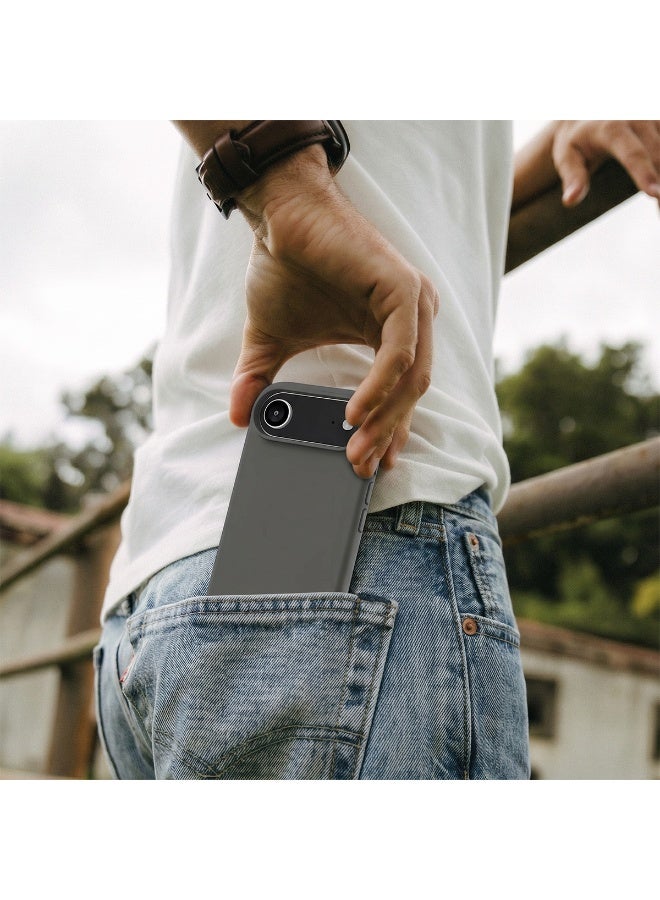 Mobcos iPhone 17 Air Grey Elite Logo Premium Silicone Magnetic Wireless Charging Case for iPhone | Silky Soft Touch | Military-Grade Shockproof Protection | Strong Magnetic Compatibility | Luxury Slim Cover - Image 5