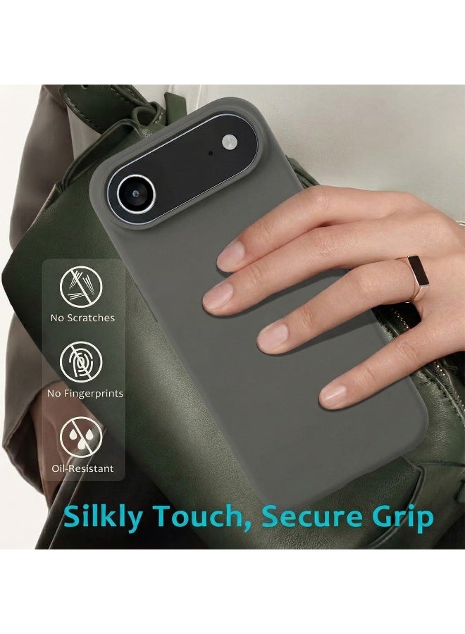 Mobcos iPhone 17 Air Grey Elite Logo Premium Silicone Magnetic Wireless Charging Case for iPhone | Silky Soft Touch | Military-Grade Shockproof Protection | Strong Magnetic Compatibility | Luxury Slim Cover - Image 2