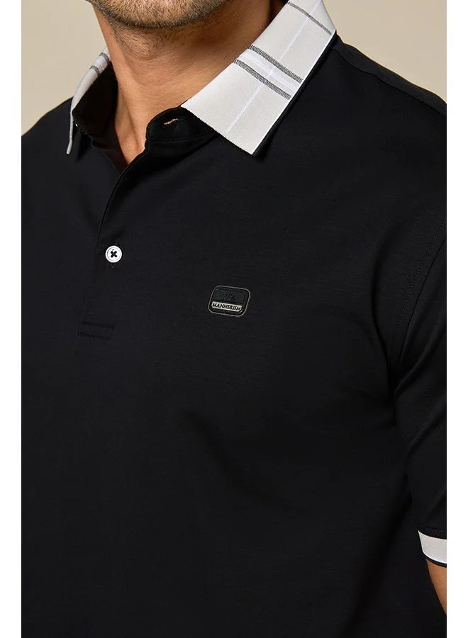 Mannerism The Everyday Essential Onyx Black Cotton Polo Comfort Fit