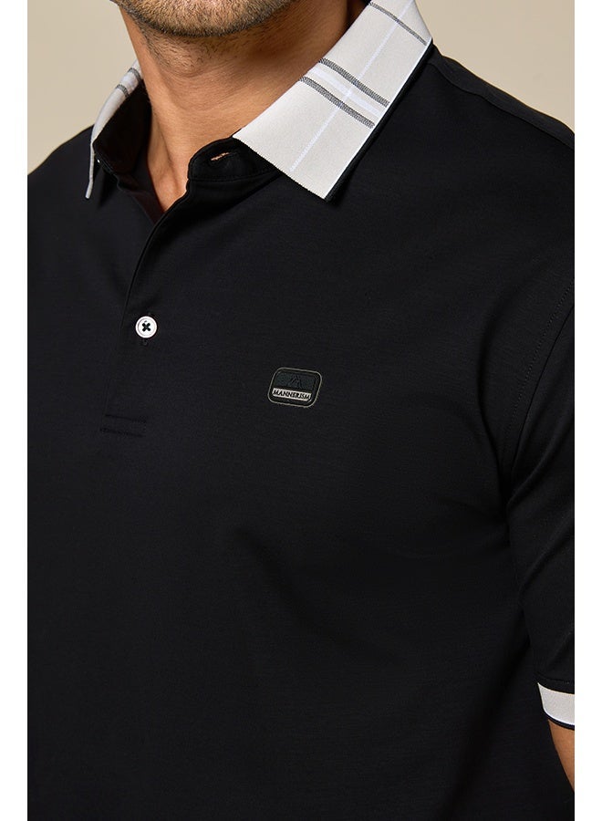 تكلف The Everyday Essential Onyx Black Cotton Polo Comfort Fit - Image 2