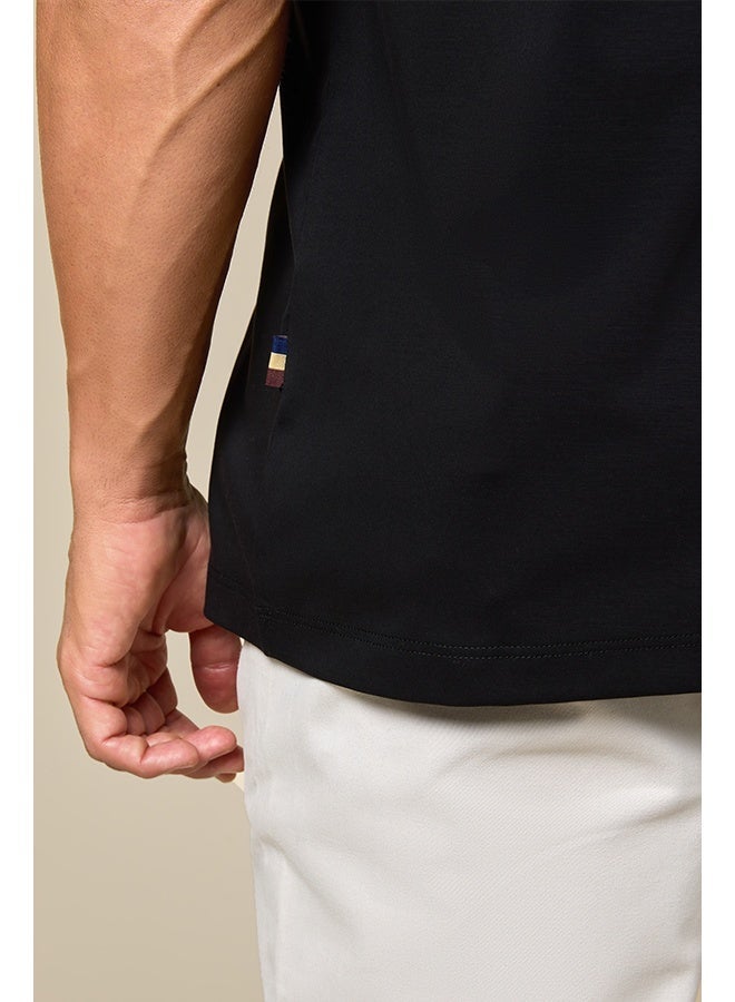 تكلف The Everyday Essential Onyx Black Cotton Polo Comfort Fit - Image 5