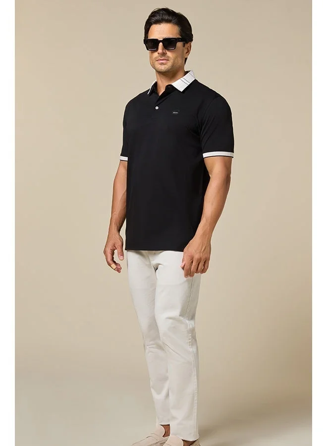 تكلف The Everyday Essential Onyx Black Cotton Polo Comfort Fit