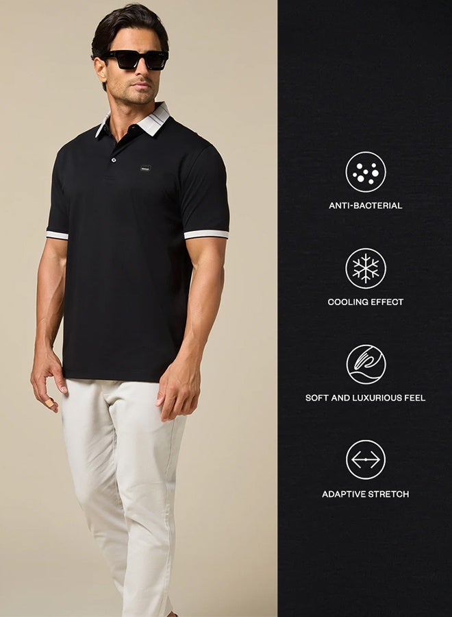 مانرزم The Everyday Essential Onyx Black Cotton Polo Comfort Fit - Image 3