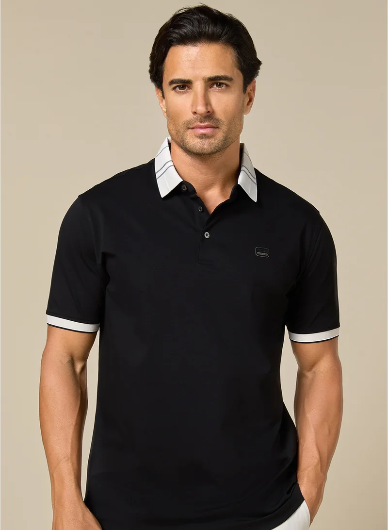 مانرزم The Everyday Essential Onyx Black Cotton Polo Comfort Fit