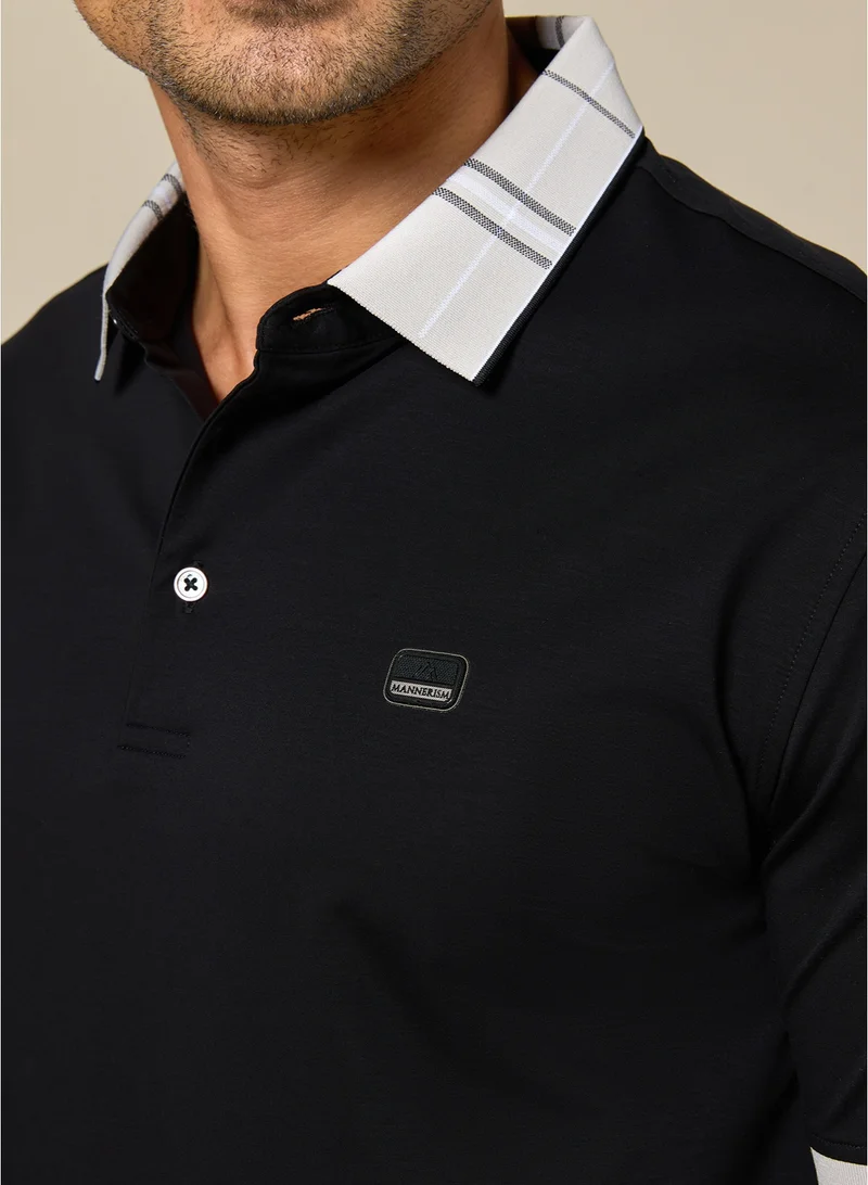 مانرزم The Everyday Essential Onyx Black Cotton Polo Comfort Fit