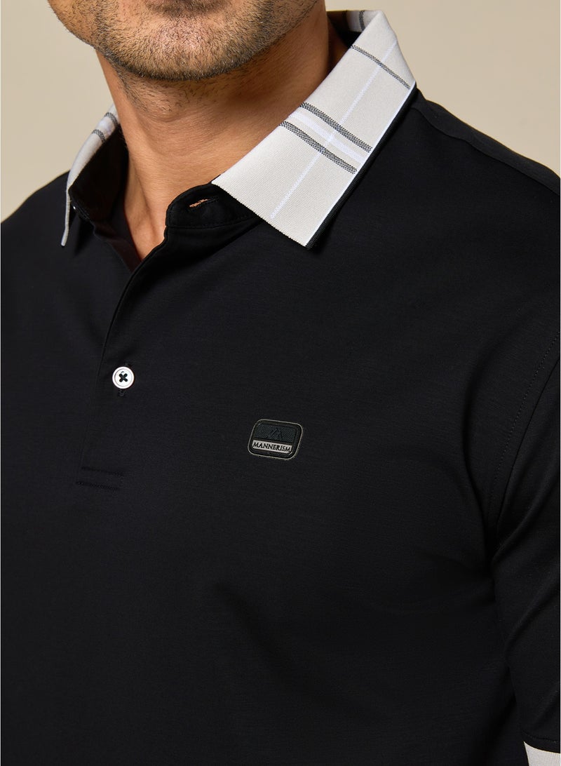 مانرزم The Everyday Essential Onyx Black Cotton Polo Comfort Fit - Image 2