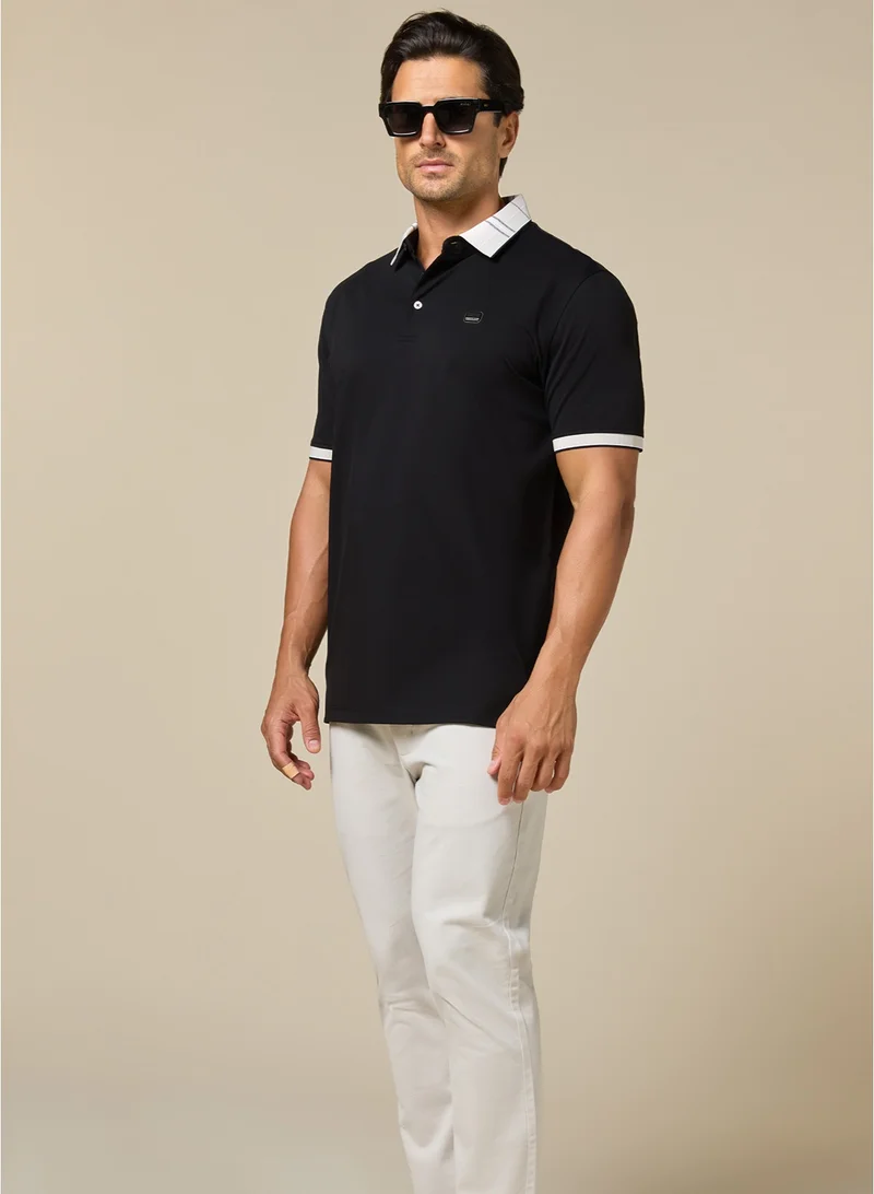 MANNERISM  The Everyday Essential Onyx Black Cotton Polo Comfort Fit for Men | Best Price UAE