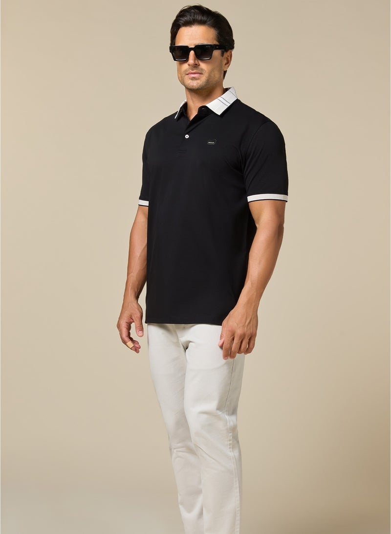 مانرزم The Everyday Essential Onyx Black Cotton Polo Comfort Fit - Image 4