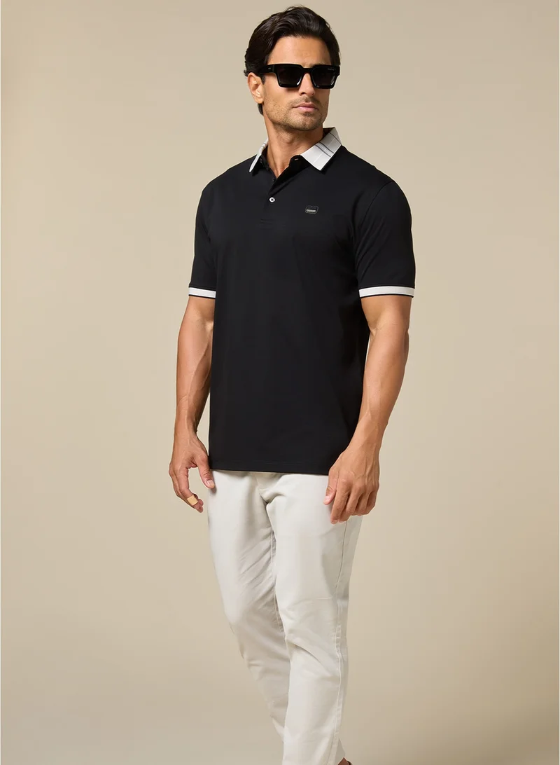 MANNERISM  The Everyday Essential Onyx Black Cotton Polo Comfort Fit for Men | Best Price UAE