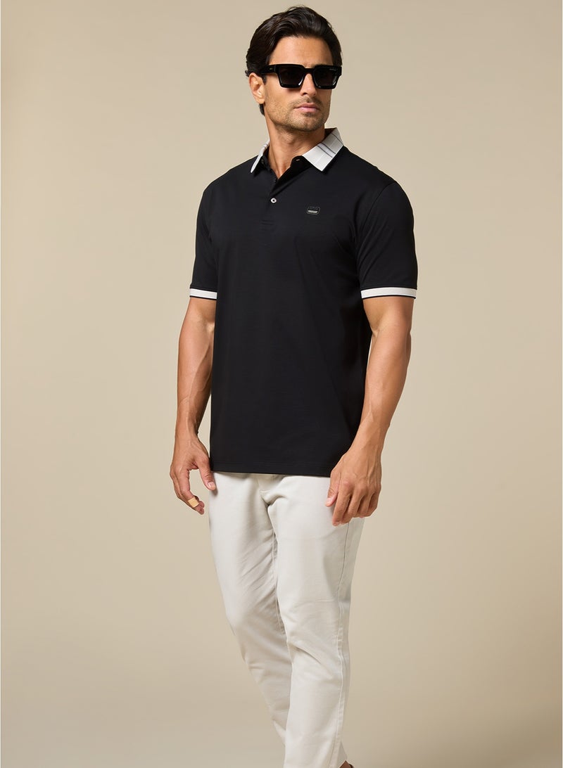 مانرزم The Everyday Essential Onyx Black Cotton Polo Comfort Fit - Image 5