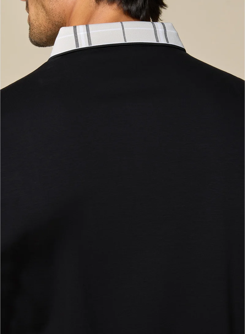 MANNERISM  The Everyday Essential Onyx Black Cotton Polo Comfort Fit for Men | Best Price UAE