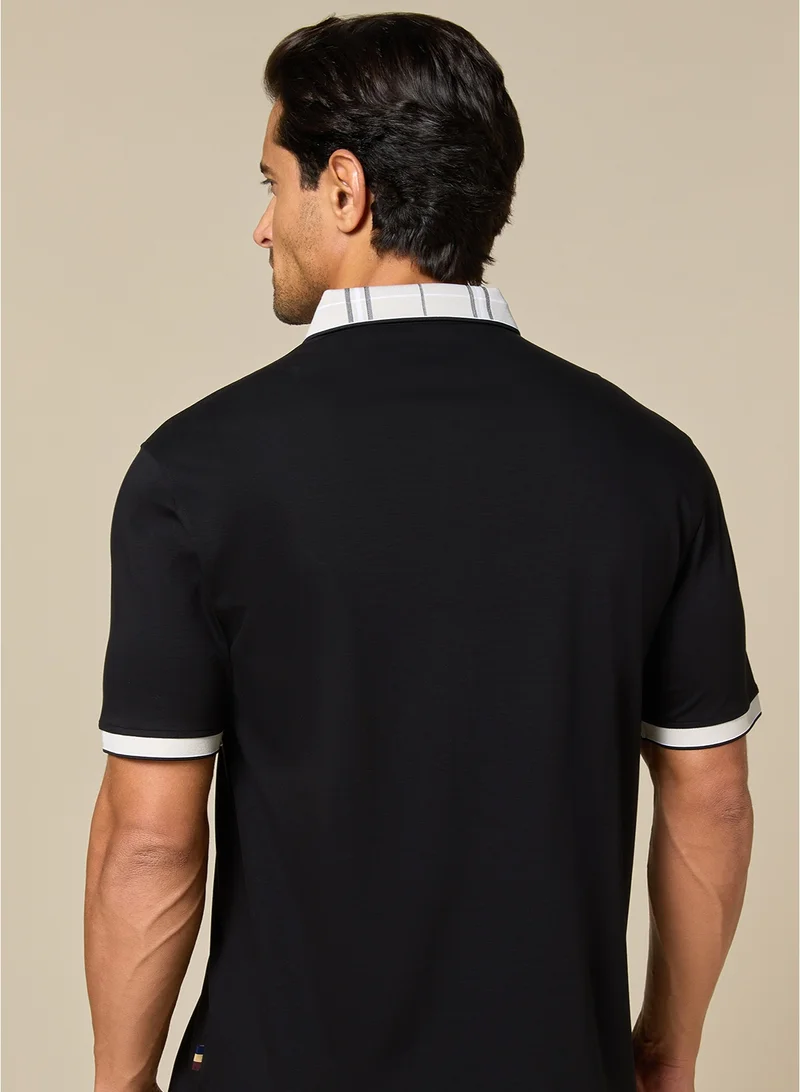 MANNERISM  The Everyday Essential Onyx Black Cotton Polo Comfort Fit for Men | Best Price UAE