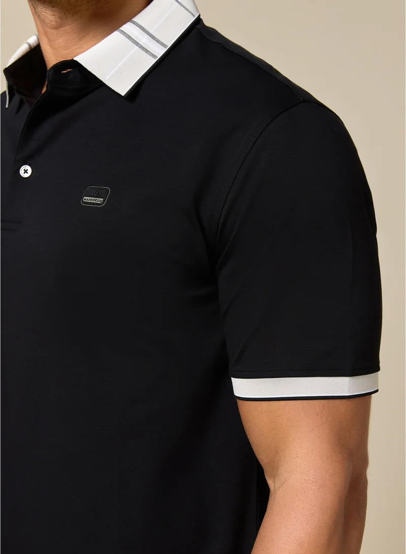 MANNERISM  The Everyday Essential Onyx Black Cotton Polo Comfort Fit for Men | Best Price UAE