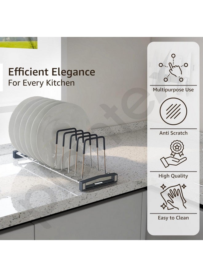 Plantex Stainless Steel Thali Stand/Dish Rack Kitchen Cabinet/Plate Stand for Modular Kitchen/Tandem Box Accessories - 10 Sections (Chrome/Pack of 1) - Image 3