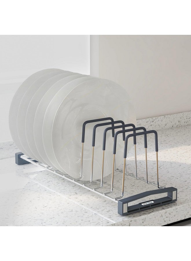 Plantex Stainless Steel Thali Stand/Dish Rack Kitchen Cabinet/Plate Stand for Modular Kitchen/Tandem Box Accessories - 10 Sections (Chrome/Pack of 1) - Image 1