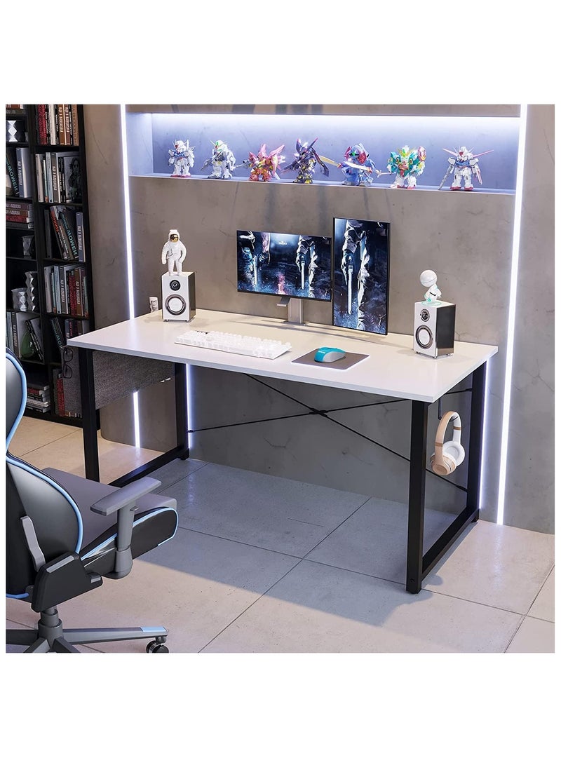 ايكي ايك مكتب كمبيوتر مكتب منزلي كتابة مكتب دراسة طاولة كمبيوتر محمول حديثة وبسيطة الطراز مع حقيبة تخزين بيضاء 100X50X74cm - Image 4