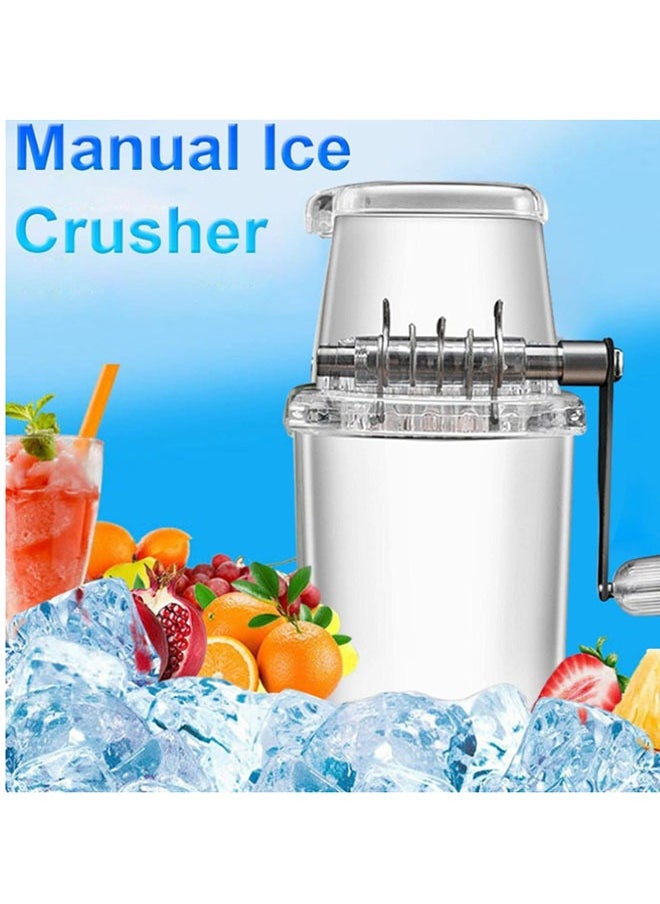 EHOME - Hand-Crank Ice Crusher, Ice-Maker Machine, Clear Ice Crusher for Home 1.25L Chrome Plated Ice Grinder Ice cube Drinks Chopper Stirrer (Transparent) - Image 1