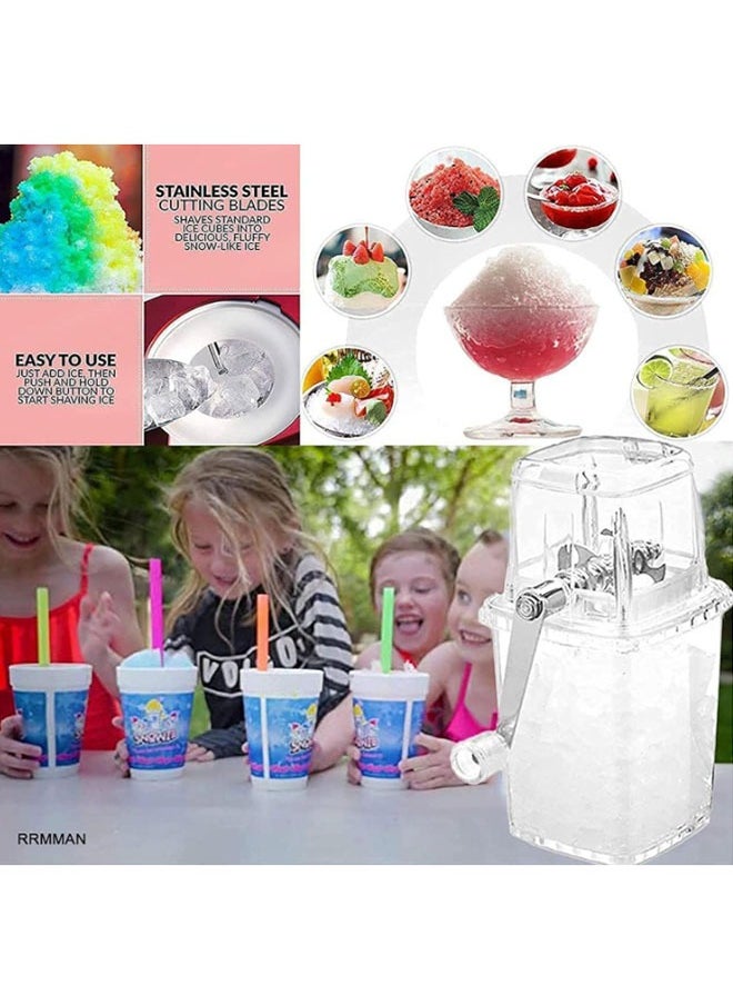 EHOME - Hand-Crank Ice Crusher, Ice-Maker Machine, Clear Ice Crusher for Home 1.25L Chrome Plated Ice Grinder Ice cube Drinks Chopper Stirrer (Transparent) - Image 1