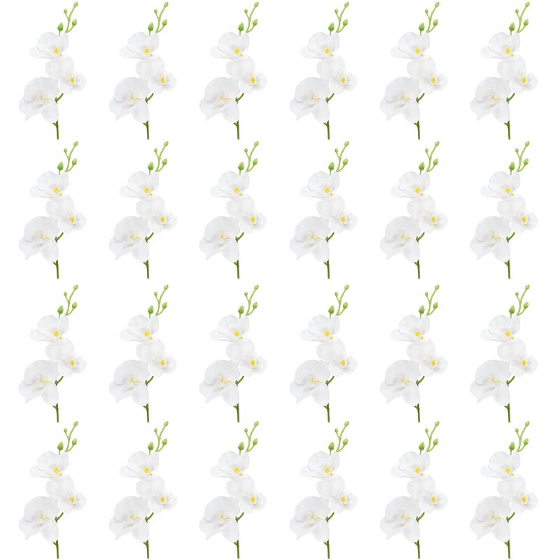 LARDUX 24 PCS Artificial Flowers for Floating Candles Wedding Centerpiece Mini Orchid Flower Filler Vase Fillers for Wedding Dinning Table Party Home Restaurant Decoration