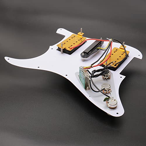 JIUWU 3Ply White Loaded Pickguard Pre-Wired HSH Pickguard Pickups Fits for Fender Strat Style - Image 4