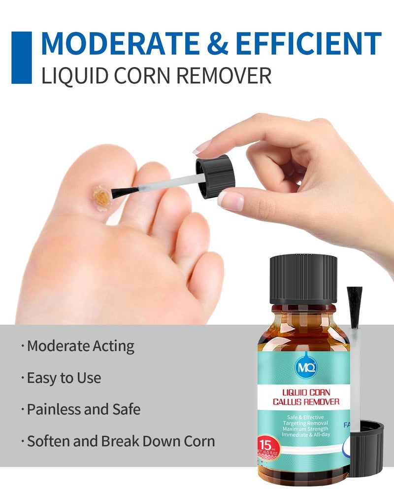 MQ Professional Corn & Callus Remover Liquid for Feet & Toes â€“ Fast Acting for Corn Removal, Hard Skin & Dead Skin â€“ Includes 15ML Solution + 15 Cushions + 10 Swabs â€“ Effective Foot Care Solution - Image 3