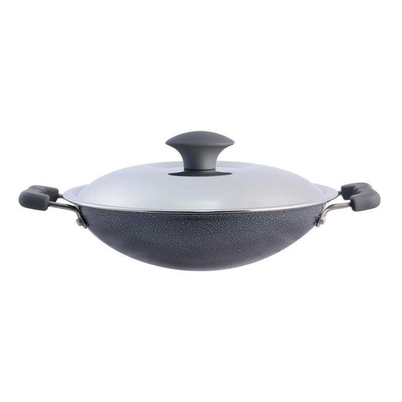 Wonderchef Appachetty Breakfast Pan with Lid | Nonstick Cookware | Appachatty | Chetty Pan | Appam Patra | Round Bottom Kadai | 3mm Thick | Black 22 cm | 1 Year Warranty - Image 1