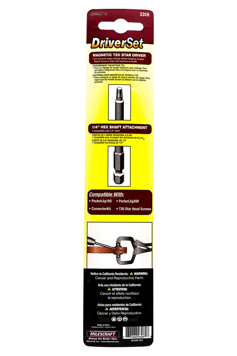 Milescraft 2308 DriverSet - 3-Inch and 6-Inch T20 Trox Driver Bits for Pocket Hole Systems - Image 3