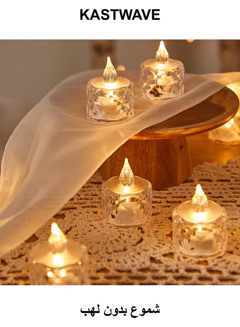 KASTWAVE Flameless Candle, 12 Packs of Battery-Powered LED Tea Lights, Warm White, Ideal for Weddings, Tables, Party(1.5" 1.9") - Image 1