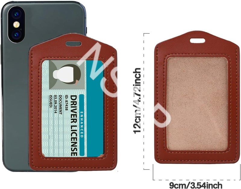 NSSP Leather Clear ID Window ID Badge Holder ID Card Holder (Brown Vertical, Pack of 10) - Image 4