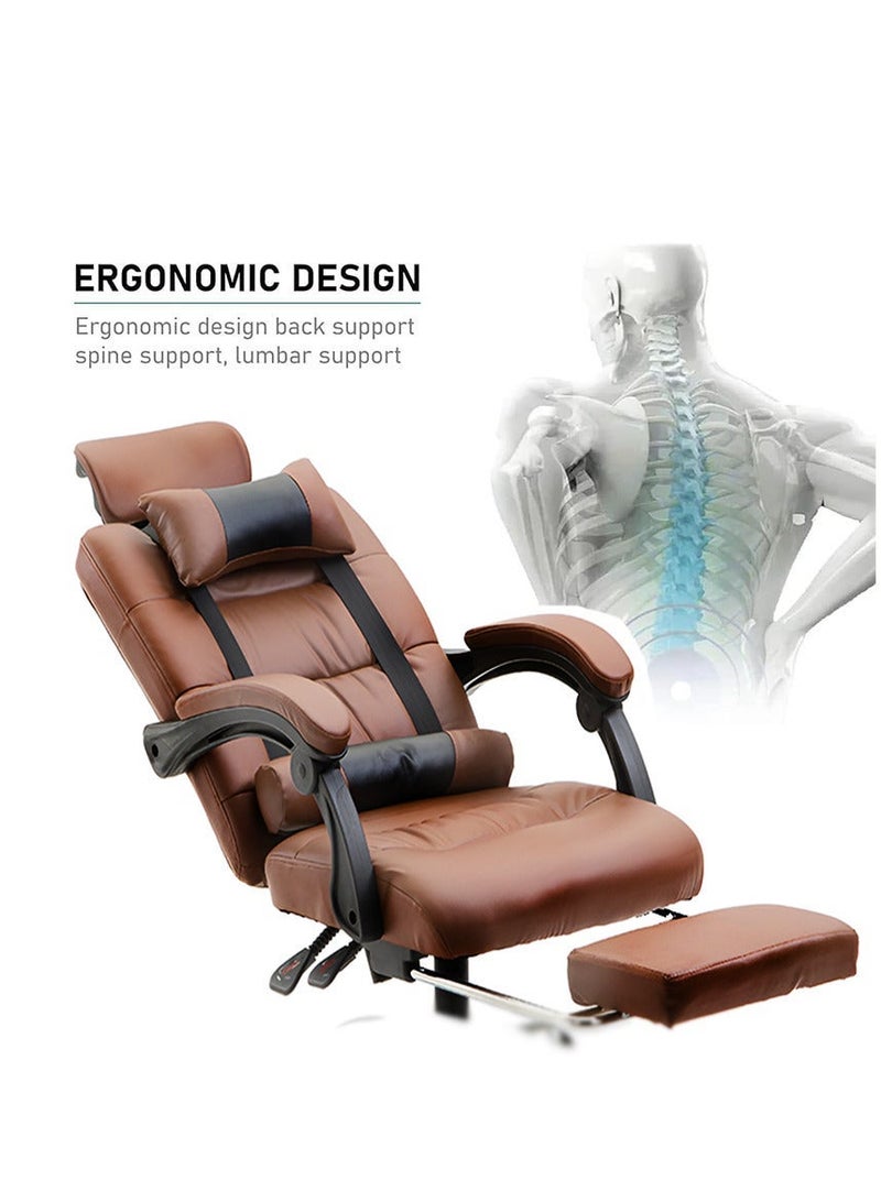 زويهاو كرسي مكتب تنفيذي طويل مرتفع الظهر مريح طوال اليوم داعم للفقرات القطنية مرتبط بجلد - Image 4