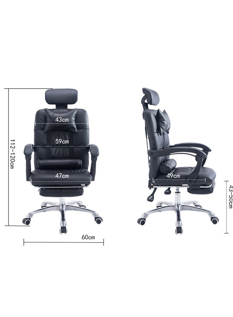 زويهاو كرسي مكتب تنفيذي طويل مرتفع الظهر مريح طوال اليوم داعم للفقرات القطنية مرتبط بجلد - Image 5