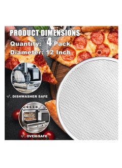 SYOSI 4 Pack 12 Inch Pizza Screen, Aluminum Alloy Pizza Pan for Oven Nonstick Pizza Screen, Seamless Rim and Rust-Free, Pizza Baking Pan Pizza Crisper Tray for Kitchen, Commercial, BBQ  - Image 3