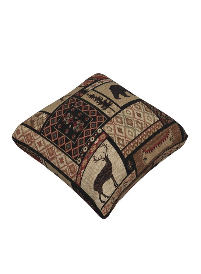 DATANSEN Set of 2 Square 18x18 inch Retro Black Throw Pillow Covers Rustic Lodge Decorative Throw Pillowcase for Home Sofa Thick Cotton Linen Cushion Cases (45x45 cm) Bear Deer - Image 2