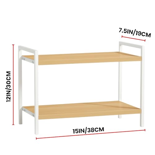 Decorlay Laminated Board Metallic Frame Kitchen Counter Top Storage Organizer Spice Bottles, Condiment Racks Space Saver | Beech | Pack of 1 - Image 3
