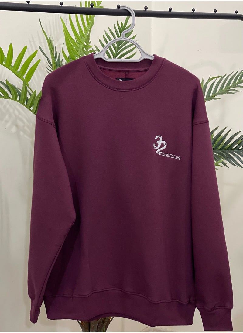 THIRTYTWO Men's Fleece Crewneck Sweatshirt Thick Loose fit Soft Oversized Pullover Sweatshirt 