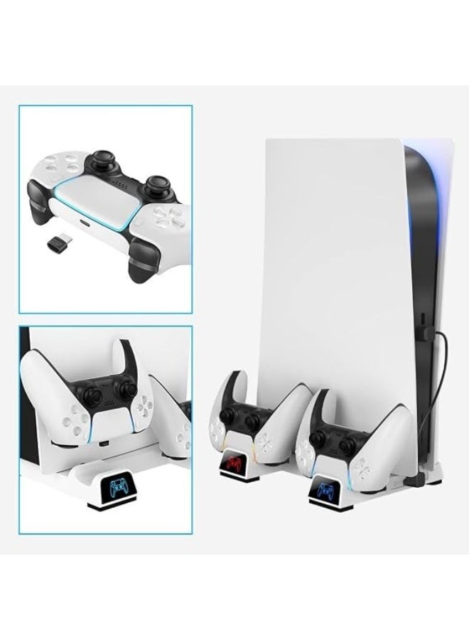 PS5 Stand with Cooling Suction Cup Fan & Dual Controller Charging Station for PlayStation 5 Console - Image 3