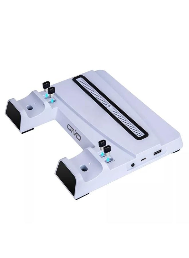 PS5 Stand with Cooling Suction Cup Fan & Dual Controller Charging Station for PlayStation 5 Console - Image 2