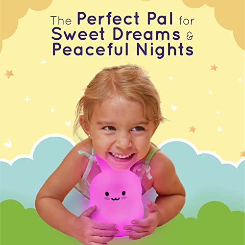 Lumipets Baxter The Bunny Squishy Night Light for Kids | Silicone Lamp with Tap & Remote Control | Rechargeable Color Changing Animal Night Light for Boys & Girls | Portable Nightlight with USB Cord - Image 2