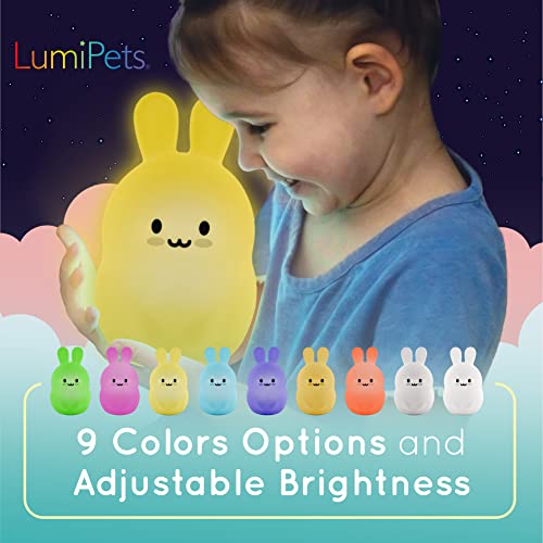 Lumipets Baxter The Bunny Squishy Night Light for Kids | Silicone Lamp with Tap & Remote Control | Rechargeable Color Changing Animal Night Light for Boys & Girls | Portable Nightlight with USB Cord - Image 3