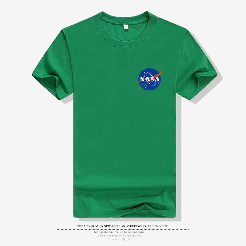 American Astronaut Nasa Galaxy Earth Print T-Shirt Cotton Crewneck Half Sleeve Shirt Couple Sports Top - Image 1