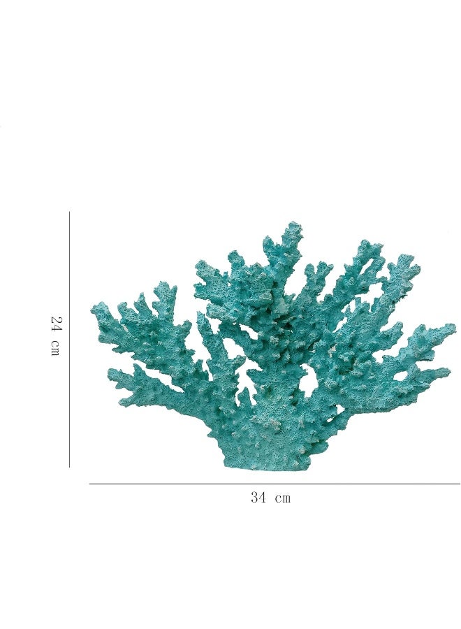 YINZUO YINZUO Decorative Coral Reef Figurines Faux Coral Sculptures in White, Blue, and Teal Coastal Ocean Theme Table Decor for Living Room, Bathroom  - Image 2