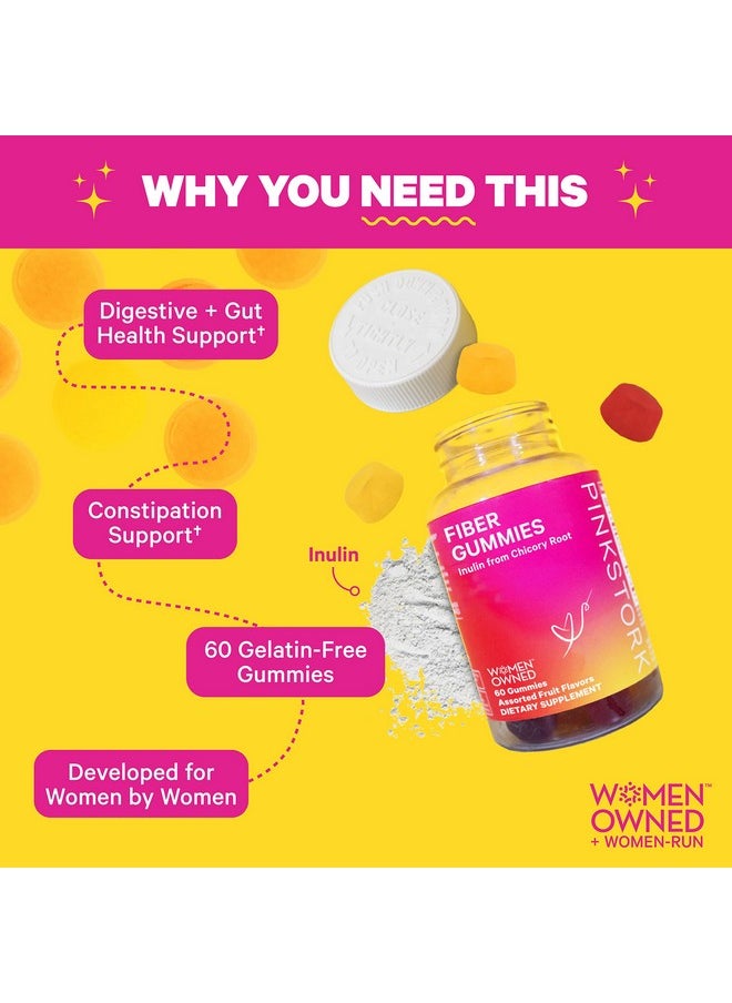 Pink Stork Fiber Gummies: Prebiotic Fiber Supplement Inulin Prebiotics For Women’S Digestive Support Digestive Support For Regularity And Gut Health 60 Peach Berry Gummies  - Image 4