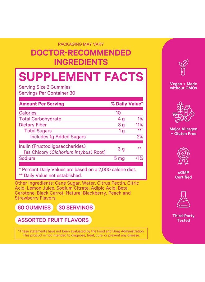 Pink Stork Fiber Gummies: Prebiotic Fiber Supplement Inulin Prebiotics For Women’S Digestive Support Digestive Support For Regularity And Gut Health 60 Peach Berry Gummies  - Image 5