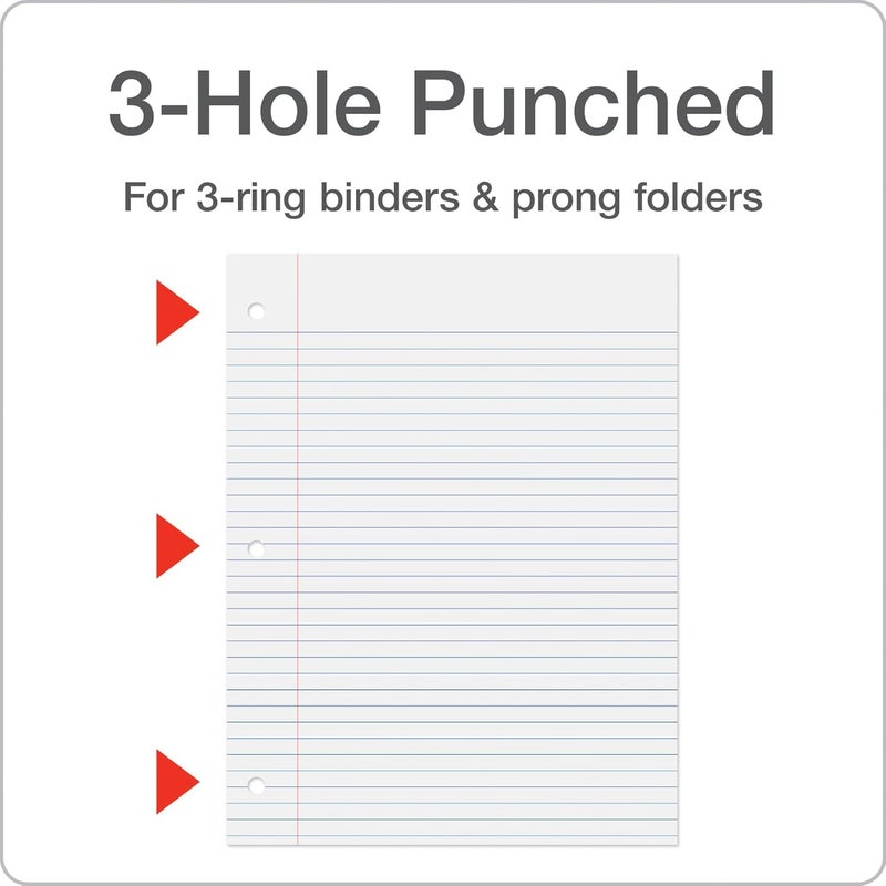 Oxford Filler Paper, 21.6 cm x 28 cm, College Rule, 3-Hole Punched, Loose-Leaf Paper for 3-Ring Binders, 500 Sheets Per Pack (62349), White - Image 5