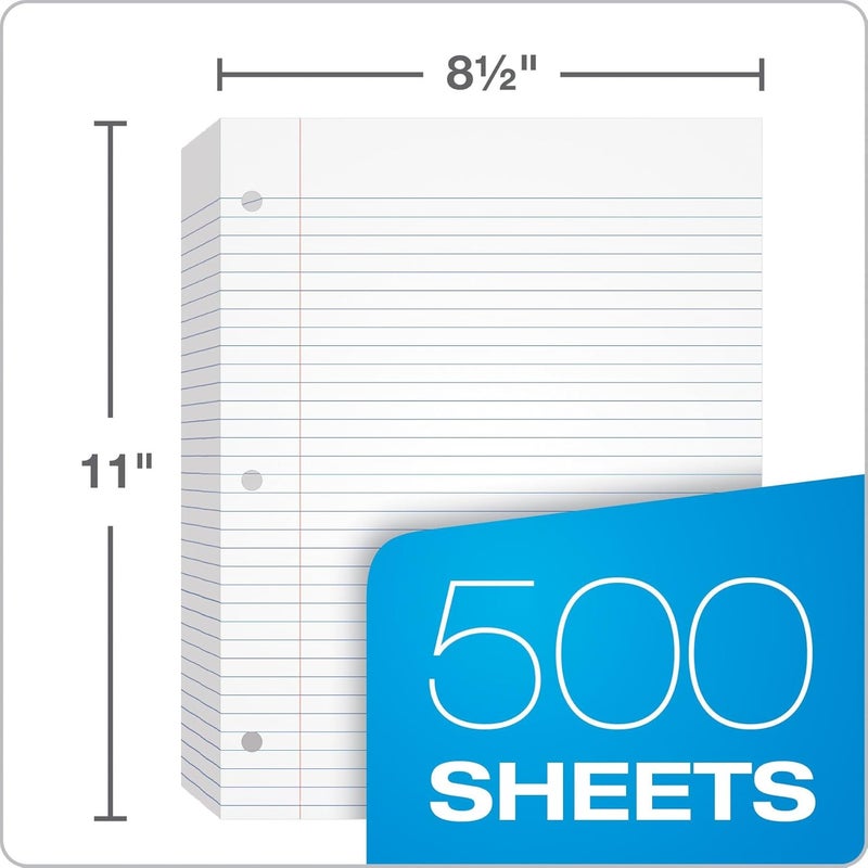 Oxford Filler Paper, 21.6 cm x 28 cm, College Rule, 3-Hole Punched, Loose-Leaf Paper for 3-Ring Binders, 500 Sheets Per Pack (62349), White - Image 2