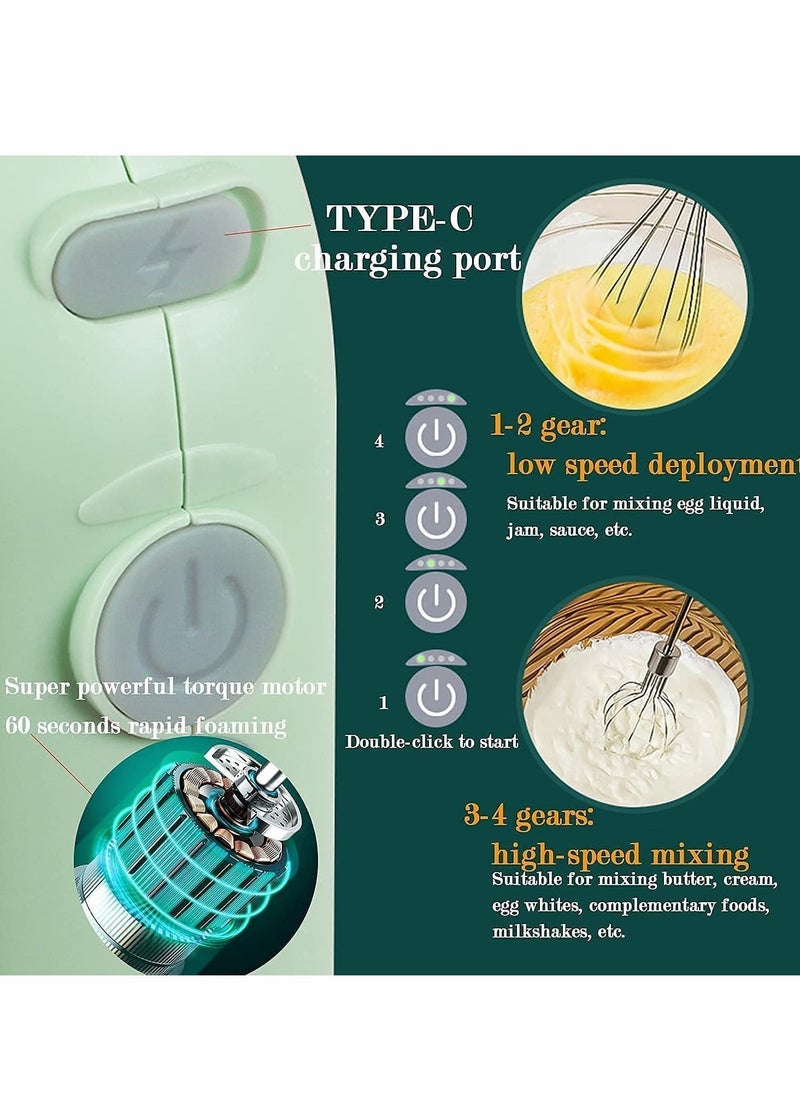 Y&D - Electric Mixer,Compact Cordless Egg Beater USB Rechargable with 2 Detachable Stir Whisks 4 Speed Modes - Image 1