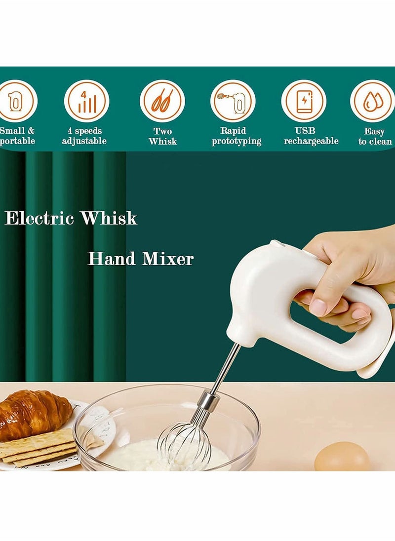 Y&D - Electric Mixer,Compact Cordless Egg Beater USB Rechargable with 2 Detachable Stir Whisks 4 Speed Modes - Image 1